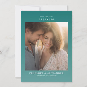 Romantisches Teal-Minimalist-Foto Save The Date