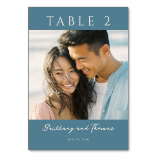 Romantisches Teal-Minimalist-Foto Tischnummer