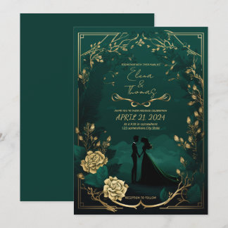 Romantisches Thema im Emerald Green und Golden Det Einladung