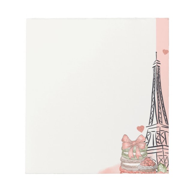 Romantisches Thema Pink Paris Notizblock (Vorderseite)