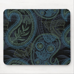 Romantisches Türkis, Blau und Grün Paisley Mousepad