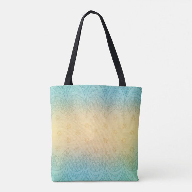 Romantisches türkisfarbenes und gelbes pastellfarb tasche (Rückseite)