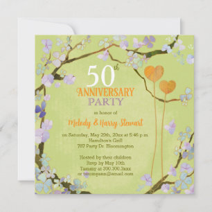 Romantisches Two Hearts 50-jähriges Party zum Hoch Einladung
