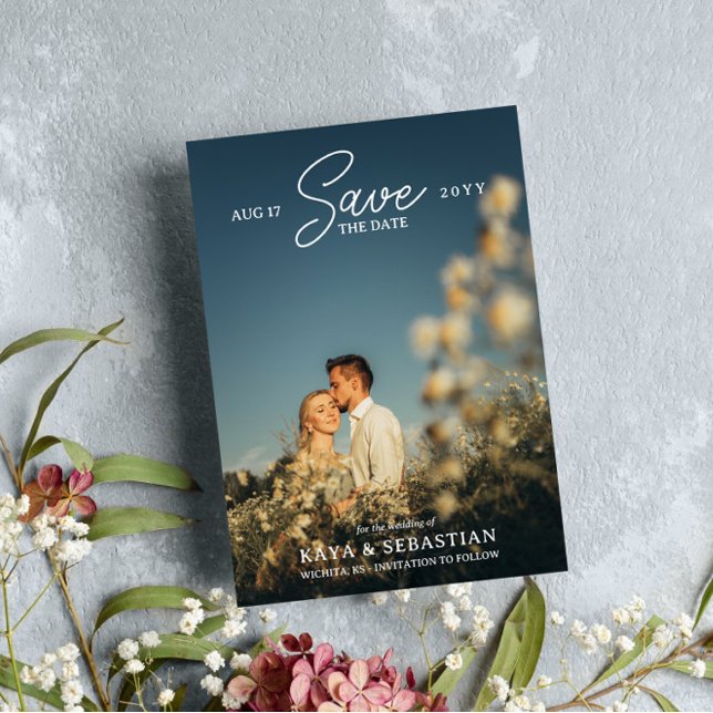 Romantisches Typografie-QR-Foto Save the Date (Von Creator hochgeladen)