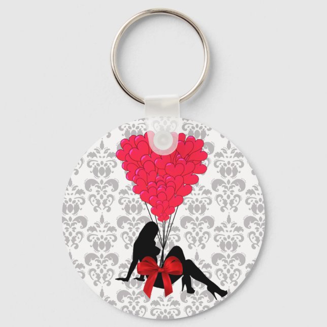Romantisches Valentindesign Schlüsselanhänger (Vorderseite)