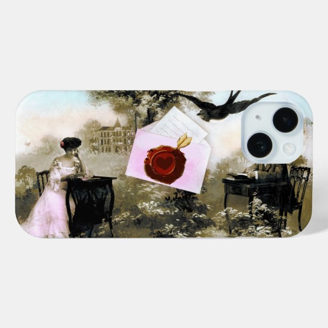 ROMANTISCHES VALENTINSCHREIBEN, ROTWACHS-SIEGEL iPhone 15 HÜLLE (Rückseite (Horizontal))