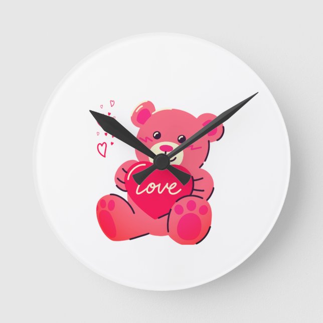 Romantisches Valentinsgeschenk Runde Wanduhr (Vorderseite)