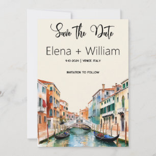 Romantisches Venedig Italien Aquarell zur Hochzeit Einladung
