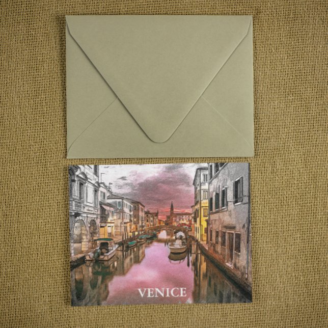 Romantisches Venedig Italien Gondelbahn Postkarte (venice italy gondola romantic postcard)