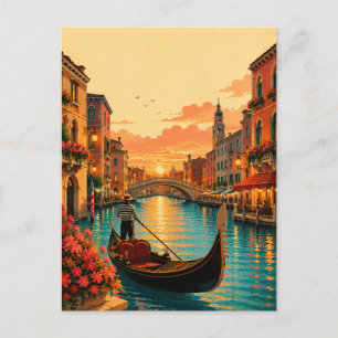 Romantisches Venedig Italien Gondelfahrt Sonnenunt Postkarte