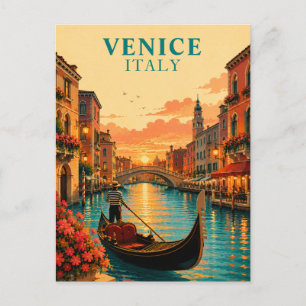 Romantisches Venedig Italien Gondelfahrt Sonnenunt Postkarte