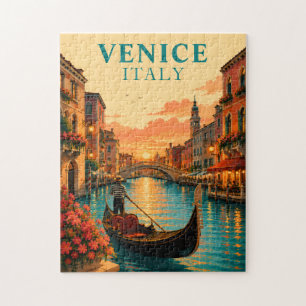 Romantisches Venedig Italien Sonnenuntergang Gonde