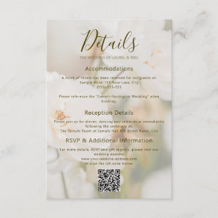 Romantisches verblasstes weißes Rosenfoto Hochzeit Begleitkarte