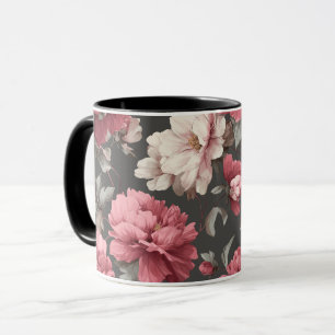 Romantisches verstaubtes rosa Pfingstrosen-Grau Bl Tasse