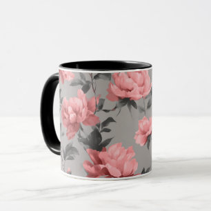 Romantisches verstaubtes rosa Pfingstrosen-Grau Bl Tasse