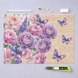 Romantisches Vintage-Blumen-Liebesbrief-Decoupage Seidenpapier