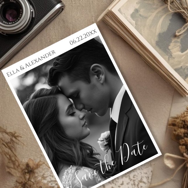 Romantisches Vintage-Foto Save The Date (Romantic Vintage Photo Text Save The Date)