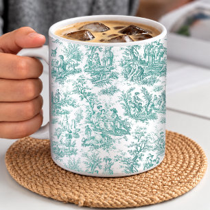 Romantisches Vintage-Turquoise-Toile-Französisch-L Kaffeetasse