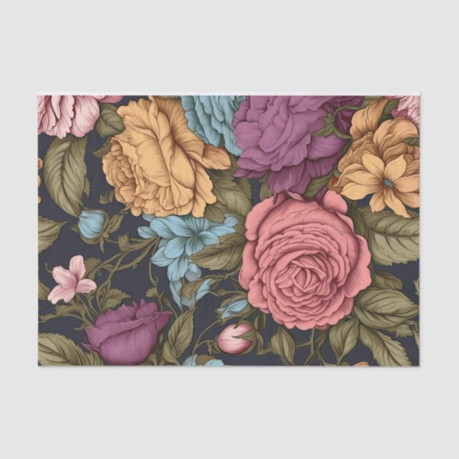Romantisches Vintages Blumendekoutenpapier Seidenpapier (Vorderseite)