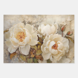 ROMANTISCHES VINTAGES WEISSES PONIENPAPIER GESCHENKPAPIER SET