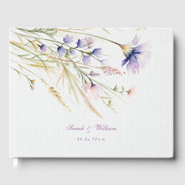 Romantisches violettes Blumenbuch Gästebuch