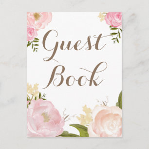 Romantisches Wasserfarben-Blumen-Gästebuch Hochzei Postkarte