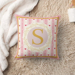 Romantisches Wasserfarben-Blumen-Monogramm-Andenke Kissen