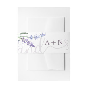 Romantisches Wasserfarben-Lavendel-Blumenmonogramm Einladungsbanderole