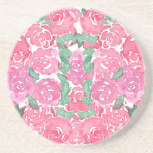 Romantisches Wasserfarben-Rosenmuster in Rosa und Getränkeuntersetzer