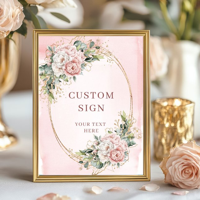Romantisches Watercolor Hellrosa Eukalyptus Benutz Poster (Romantic Watercolor Light Pink Eucalyptus Custom Sign)