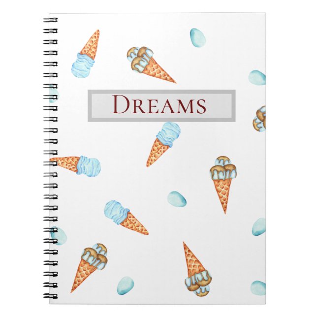 Romantisches Watercolor Ice Creme Notebook Notizblock (Vorderseite)