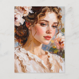 Romantisches weibliches Porträt Moderne Kunst Postkarte