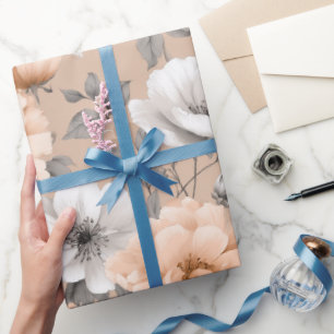 Romantisches weiches Pfirsichblüten weißes Blumenm Geschenkpapier