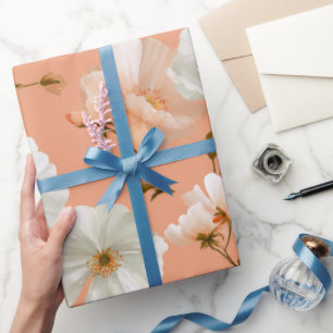 Romantisches weiches Pfirsichblüten weißes Blumenm Geschenkpapier