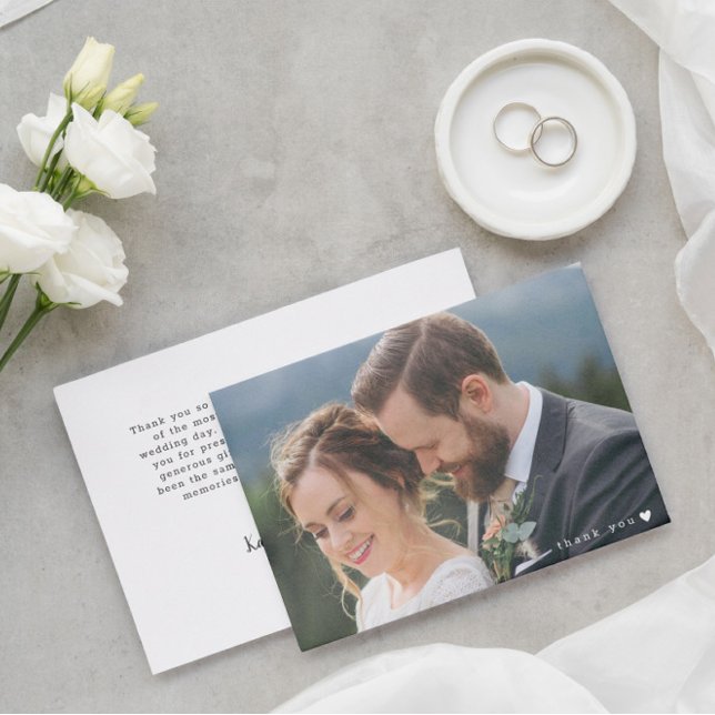Romantisches Weiß Herz Big Foto Hochzeit Vielen Da Dankeskarte (Von Creator hochgeladen)