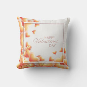 Romantisches Weiß n Burnt Orange Herz Valentinstag Kissen