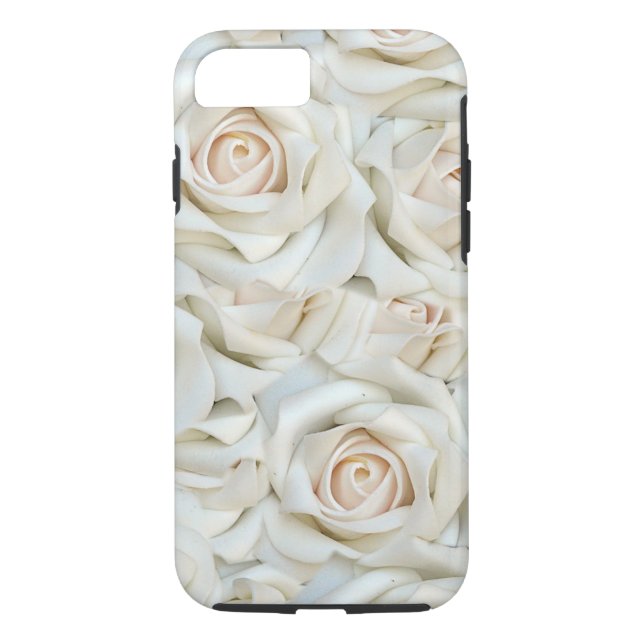Romantisches weißes Rosen-Muster Case-Mate iPhone Hülle (Rückseite)