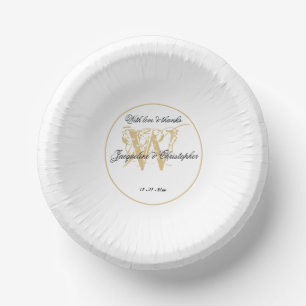 Romantisches White & Gold Wedding Chic Monogram Co Pappteller