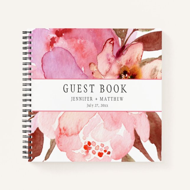 Romantisches Wildblumen-Gästebuch in Soft Pink Notizbuch (Vorderseite)