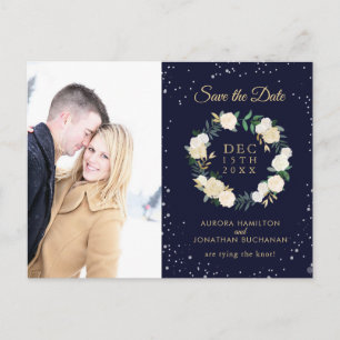 Romantisches Winterwonderland Save the Date Ankündigungspostkarte