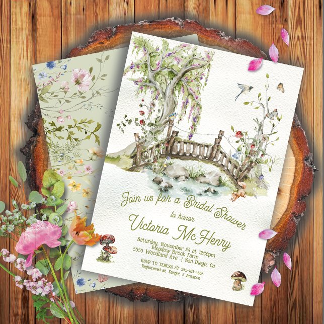Romantisches Woodland Bridge Wildblume Brautparty Einladung (Von Creator hochgeladen)