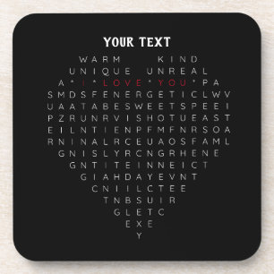 Romantisches Word Search Heart - I Liebe You Puzzl Getränkeuntersetzer