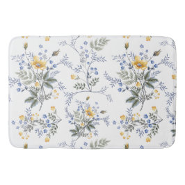 Romantisches zartes Wildblume Muster Gelb blau 2 Badematte
