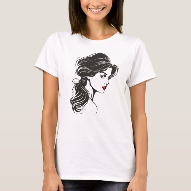 Romantisches zeitgenössisches Portrait der Frau T-Shirt (Vorderseite)