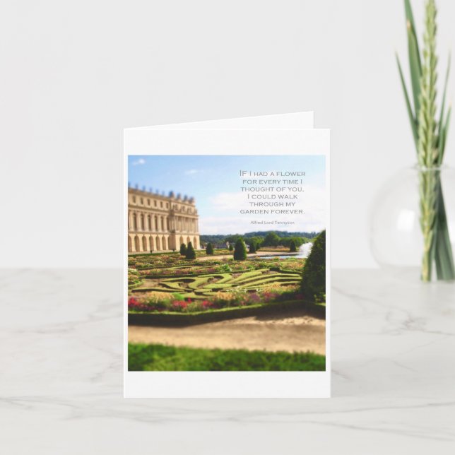 Romantisches Zitat mit Versailles-Garten-Karte Karte (Vorderseite)