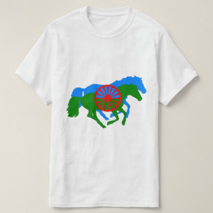 Romany drapeau tzigane texte et cheval T-shirt