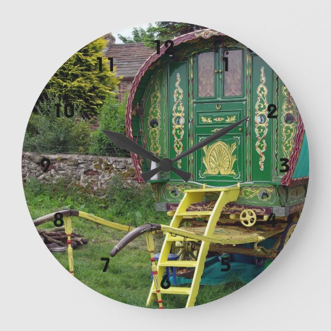 Romany Sinti und Roma Bowtop Waggon Große Uhr (Vorderseite)