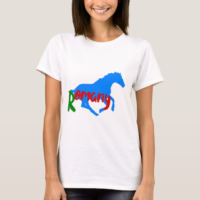 Romany Texte tzigane et cheval T-shirt (Devant)