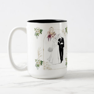 Romanze in Blütenpracht schwarz & weiß Zweifarbige Tasse