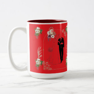 Romanze in leuchtend roter Blüte Zweifarbige Tasse